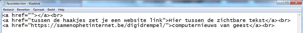 Screenshot van een simpele HTML bestand