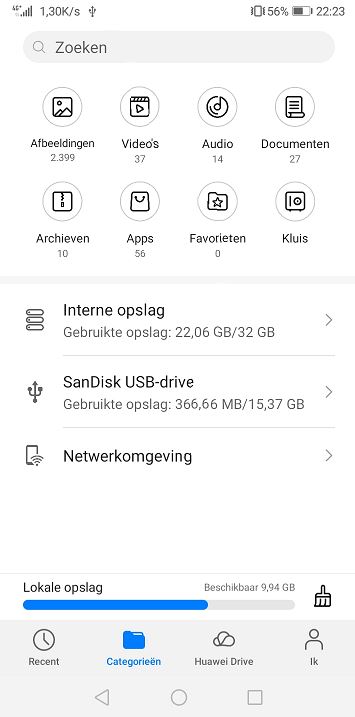 screenshot van toevoeging USB opslag 