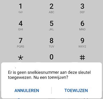 toewijzingsscherm snelkiesnummer of servicenummer op Android